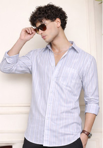 PROVOGUE Men Striped Light Blue Shirt - Image 6