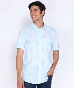 PETER ENGLAND Men Printed Casual Blue Shirt