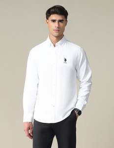 U.S. POLO ASSN. Men Solid Casual White Shirt