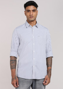 PETER ENGLAND Men Striped Casual Grey Shirt