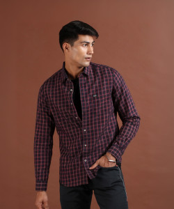 The Indian Garage Co. Men Checkered Casual Blue Shirt