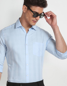 ARROW Men Checkered Formal Blue Shirt