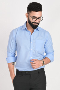 FUBAR पुरुषों के लिए सॉलिड फॉर्मल हल्का नीला  शर्ट