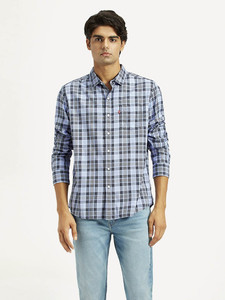 LEVI'S Men Checkered Casual Blue Shirt