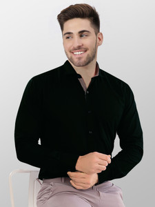 METRONAUT Men Solid Formal Black Shirt