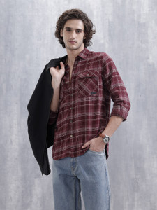 WROGN Men Checkered Maroon Shirt - Image 6