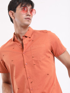 KETCH Men Printed Casual Brown Shirt