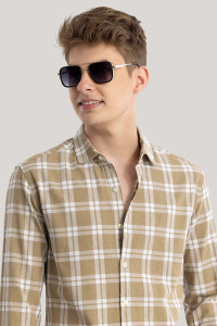 Jai Textiles Men Solid Casual Brown Shirt