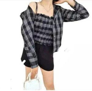 RIDA RIYAZ Women Checkered Casual Black Shirt