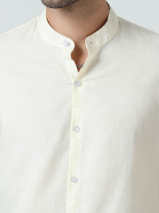 RESERIO Men Solid Formal White Shirt