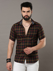 CAZZBA Men Checkered Casual Black, Red, Yellow Shirt