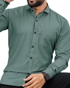 NIVICK Men Solid Formal Green Shirt