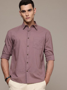 Roadster Men Self Design Casual Brown Shirt
