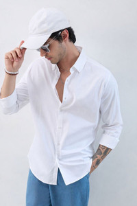 Clothisto Men Striped Casual White Shirt