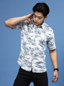 RIGO Men Printed Casual Blue Shirt