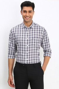Allen Solly Men Checkered Formal White Shirt