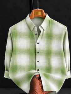 RAHUL Men Checkered White, Green Shirt - Image 4