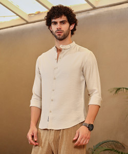 CAMPUS SUTRA Men Solid Casual Beige Shirt