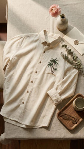 shubham creeation Men Embroidered Beige Shirt - Image 4