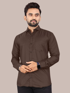 NIVICK Men Solid Formal Brown Shirt