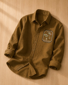 Nortex Men Solid Casual Brown Shirt - Image 3