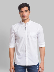 PARX Men Solid Casual White Shirt