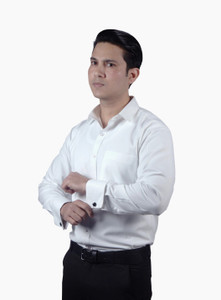 ERAZOR Men Solid Formal White Shirt