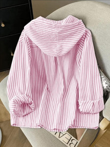 LUSH&LOOM LIFESTYLE Women Striped Casual Pink Shirt