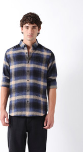 THE BEAR HOUSE Men Checkered Casual Blue Shirt