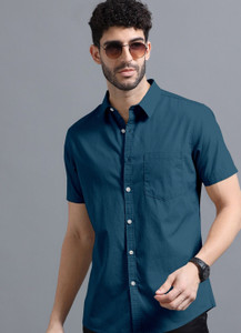 VTEXX Men Solid Casual Blue Shirt