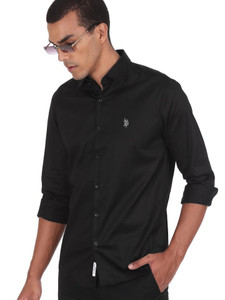 U.S. POLO ASSN. Men Regular Fit Solid Spread Collar Shirt - Image 1