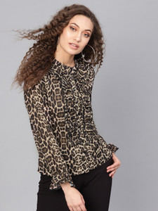 SASSAFRAS Women Printed Casual Black Shirt