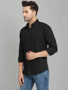 youth first Men Solid Casual Black Shirt