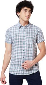 Spykar Men Checkered Casual White, Red, Dark Blue Shirt