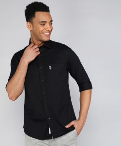 U.S. POLO ASSN. Men Solid Casual Black Shirt