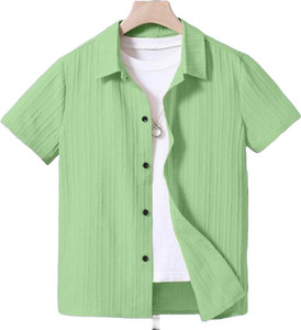 Vikita Enterprise Boys Solid Casual Green Shirt