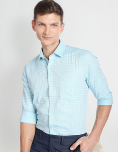 ARROW Men Checkered Formal Light Blue Shirt