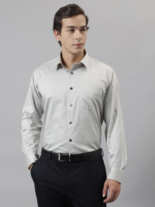 Hancock Men Solid Formal Grey Shirt