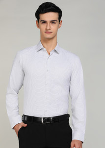 PETER ENGLAND Men Checkered Formal White Shirt
