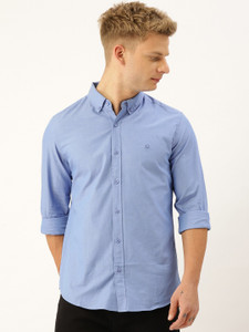 United Colors of Benetton Men Solid Casual Blue Shirt