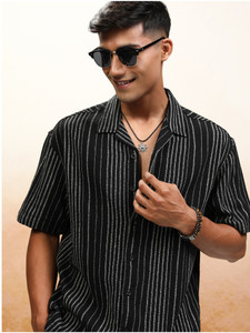 HIGHLANDER Men Striped Black Shirt - Image 6
