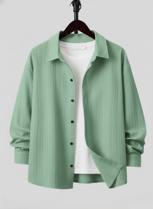 Kachhot Men Solid Casual Light Green Shirt
