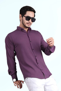 JEEVAAN Men Solid Casual Purple Shirt