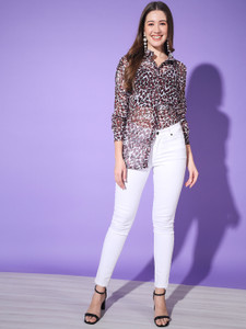 BuyNewTrend Women Printed Casual Brown Shirt