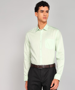 ARROW Men Self Design Formal Green Shirt