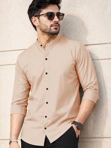 VeBNoR Men Solid Casual Beige Shirt
