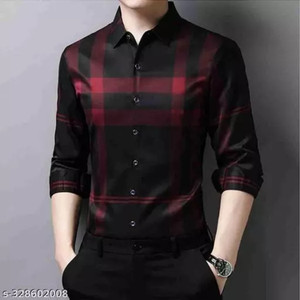 OCtaviAN Men Checkered Casual Red, Black Shirt