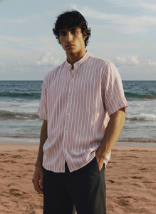 R.Code Men Striped Casual Pink Shirt - Image 5