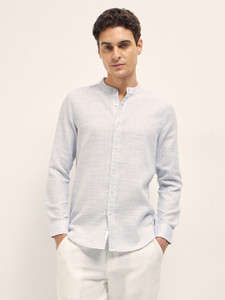 THE BEAR HOUSE Men Solid Casual Blue Shirt
