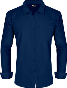 EVIQE Men Solid Casual Dark Blue Shirt